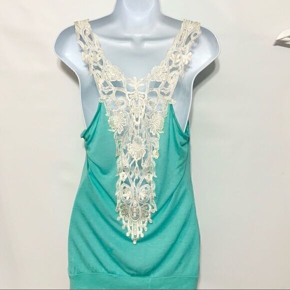 Touch Blue Tank full lace back Size Medium - Picture 6 of 11